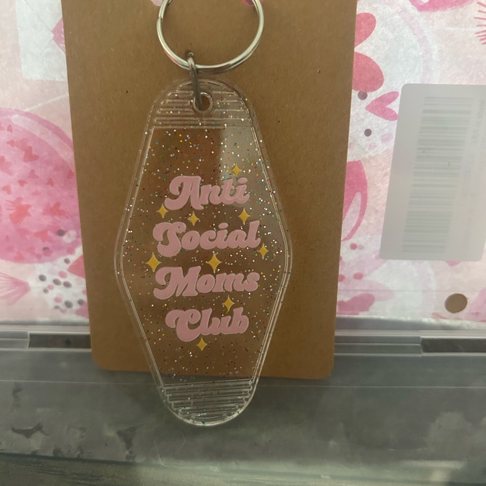 Anti Social Moms Club Key Holder - Pink and Gold